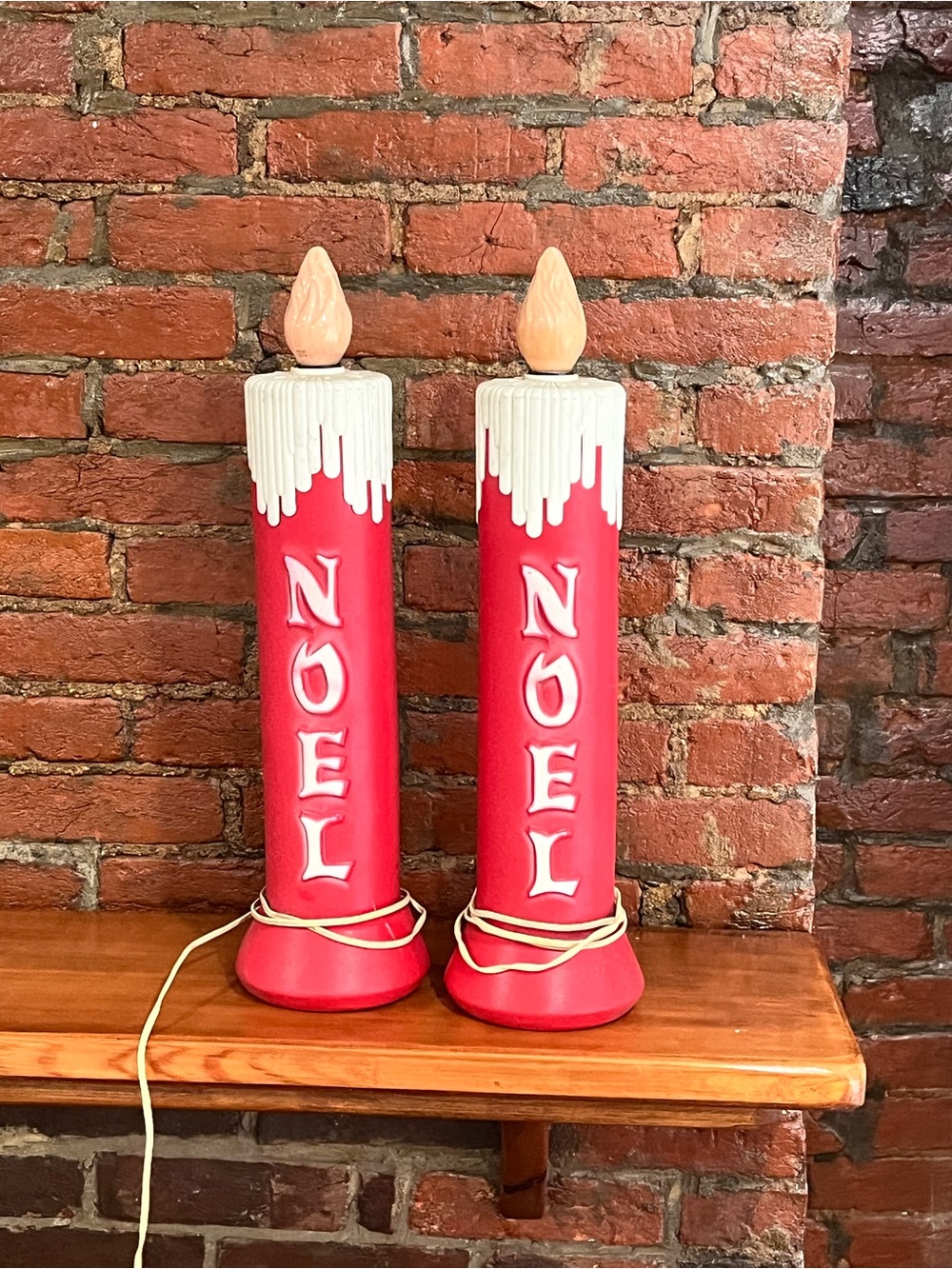 Rare Vintage Beco Noel Christmas Candle Blow Molds Pair Tabletop MCM